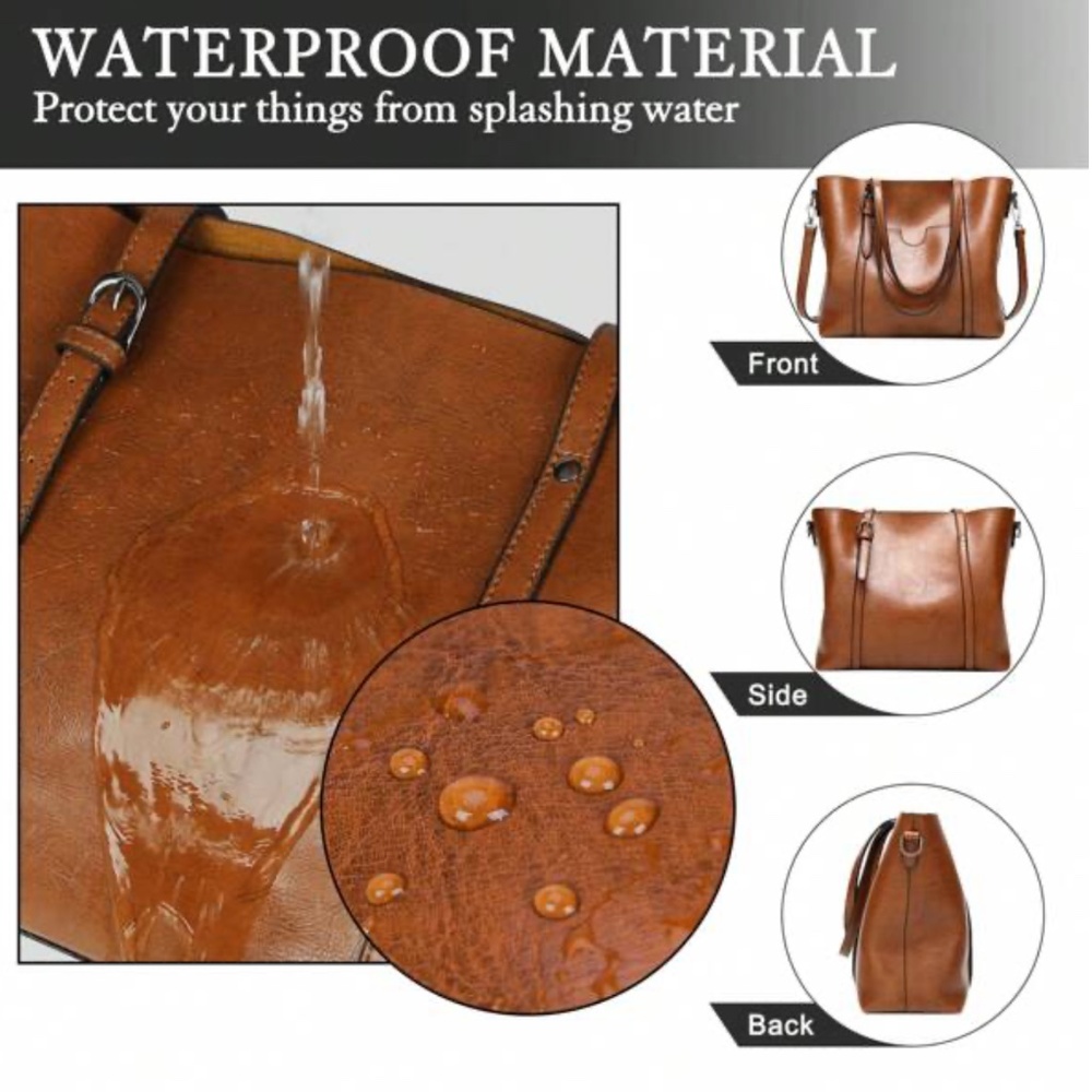 Classic Vegan Leather Tote Shoulder Bag - Picture 5 of 10